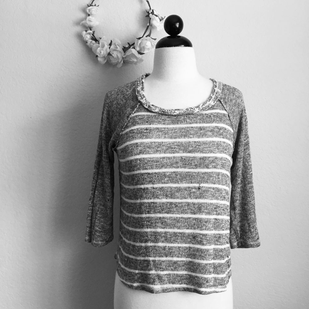 Urban Outfitters Hi-Lo Grey Stripes Sweater